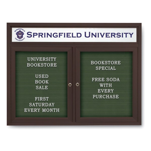 Indoor Enclosed Combo Board, 42"x32", Bronze Frame/Green & Burgundy